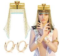 3 Pezzi Accessori per Costume Egiziano da Cobra Egiziano, Corona della Regina d'Egitto, Bracciale da Serpente Dorato, Bracciale a Serpente, Costume Cleopatra della Regina del Nilo