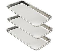 3 Pezzi Acciaio Inox Vassoio, Vassoio in Acciaio Inossidabile, Vassoio da Cucina, per Posizionare Cibo Gourmet, Vassoi da Cucina, Forniture per Ristoranti (Argento)