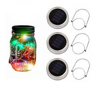 3 pezzi ad energia solare inserto coperchio 20 LED Mason Jar String Light per vetro Mason Garden Yard Portico Wedding Party Decoration 2 m No Jar (colorato)