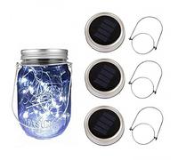 3 pezzi ad energia solare inserto coperchio 20 LED Mason Jar String Light per vetro, muratore, giardino, cortile, portico, decorazione per feste di nozze, 2 m, senza barattoli (bianco)