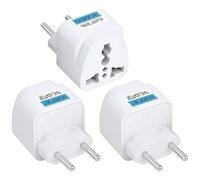3 Pezzi Adattatore Spina Universale 10A Adattatore Viaggio Presa, Caricatore AC Staccabile Elettrico Euro EU Plug Testa d'Anatra Caricabatterie Bianco