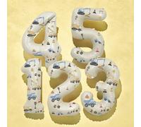 3 pezzi Adesivi a tema costruzione, palloncini in foil numerici bianco crema, inclusi adesivi autoadesivi, adatti per feste di compleanno a tema costruzione, anniversari, festa di nascità, decorazioni