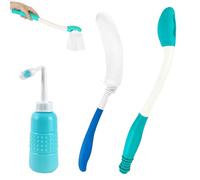 3 Pezzi Aiuto per Il Bagno, Ausili per la Pulizia della Toilette, Easy wipe Ausili per la toilette, con Sciacquone, Scovolo, Spazzola ricurva, per le Donne Anziane e in Gravidanza