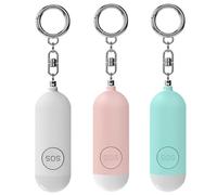 3 Pezzi Allarme Personale, Allarme Personale Antiaggressione, Security Alarm Ricaricabile, Portachiavi Con Luce Led Con Sirena Antiaggressione Da 130 Db E Luce Led Per Donne, Uomini, Bambini E Anziani