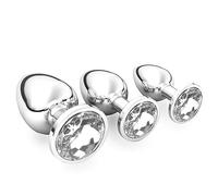 3 Pezzi Anal Butt Plug,S+ M+ L Set Sex Toy,con diamante di cristallo trasparente,per uomo donna principianti giocattoli del sesso(bianco)
