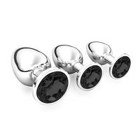 3 Pezzi Anal Butt Plug,S+ M+ L Set Sex Toy,con diamante di cristallo trasparente,per uomo donna principianti giocattoli del sesso(nero)