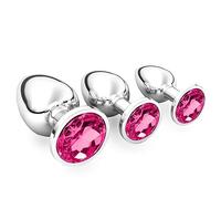 3 Pezzi Anal Butt Plug,S+ M+ L Set Sex Toy,con diamante di cristallo trasparente,per uomo donna principianti giocattoli del sesso(Viola profondo)
