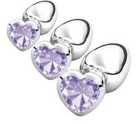 3 Pezzi Anale Metallo,Anal Butt Plug,Set Plug Anale Con Cristallo Diamante,3 Taglie per Donna, Coppia, Uomo,Principianti,Violetta chiara