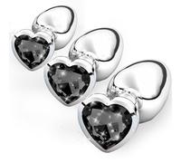3 Pezzi Anale Metallo,Anal Butt Plug,Set Plug Anale Con Cristallo Diamante,3 Taglie per Donna, Coppia, Uomo,Principianti,Nero