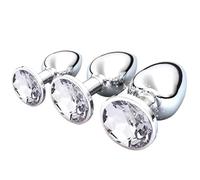 3 Pezzi Anale Metallo, Anal Butt Plug, Set Plug Anale con Cristallo Diamante, Large Medium Small Plug Anale Giocattoli del Sesso per Principianti Donne, Coppie, Uomini, Bianco