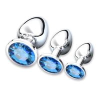 3 Pezzi Anale Metallo,Plug Anale,Anal Butt Plug,Butt Plug con Diamanti,Plug Anale Sex toys,Uomo donna principianti giocattoli,Piccolo Medio Grande Plug Anale,per Donna, Coppia, Uomo (Blu)