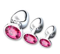 3 Pezzi Anale Metallo,Plug Anale,Anal Butt Plug,Butt Plug con Diamanti,Plug Anale Sex toys,Uomo donna principianti giocattoli,Piccolo Medio Grande Plug Anale,per Donna, Coppia, Uomo (Rosa)