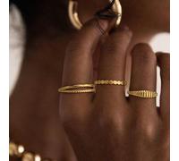 3 pezzi Anelli impilabili in oro per donne Anelli in oro massiccio Anelli placcati oro 14k Set di anelli per donne Senza ossidazione Anelli da matrimonio delicati e intrecciati Anelli statement carini