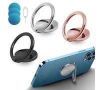 3 Pezzi Anello per Cellulare, Rotazione a 360° Supporto Cellulare Rotazione,Con 3pezzi di ferro+1perno di carta Supporto per Cellulare Anello per Tutti gli Smartphone (Nero+Argento+oro Rosa)