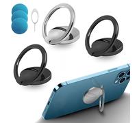 3 Pezzi Anello per Cellulare, Rotazione a 360° Supporto Cellulare Rotazione,Con 3pezzi di ferro+1perno di carta Supporto per Cellulare Anello per Tutti gli Smartphone (2 Nero+Argento)