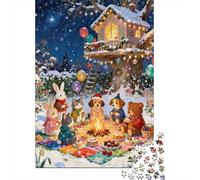 3 Pezzi Animal Party Set Di Biancheria Da Letto Stampa 3d Morbida Microfibra Copripiumino Con Cerniera Animal Bonfire Party in Snow Decorazione Per La Camera Da Letto Per Ragazzi E Ragazze 70x50cm/100