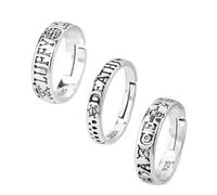 3 pezzi anime anello per fan anime luffy, simbolo di amicizia, retrò vintage regolabile anello impilabile set anello, decorazione compleanno accessori cosplay regalo di compleanno di Natale