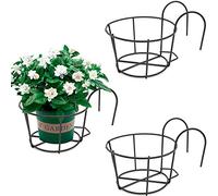 3 Pezzi Appeso Ringhiera Fioriere Cesti Cremagliere di Ferro Ferro Giardinaggio Vaso Fiori Rotondo Balcone Rotondo Vaso di Fiori Cremagliera Adatto per Balcone, Giardino, Recinzione, Interni, Esterni