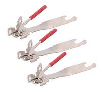3 Pezzi Apriscatole Manuale con Impugnatura Antiscivolo | Lama Rotante e Pomello Fluido, per Coperchi e Bottiglie, Finitura Argento, Uso Bar e Cucina