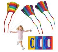 3 Pezzi Aquilone per Bambini e Adulti,Aquiloni Facili da Far Volare per Principianti,con Code Colorate e Filo Incluso, Perfetti per la Spiaggia, il Parco e le Attività all’Aperto