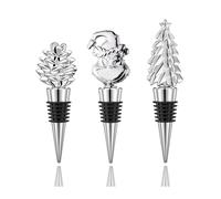 3 Pezzi Argento Tappi per Bottiglie di Vino Natale, Elfi Albero di Natale Pigna Tappo per Vino Riutilizzabili per Collezione Vino Champagne, Regalo di Natale Feste Bar Vacanze Matrimoni Decorazion