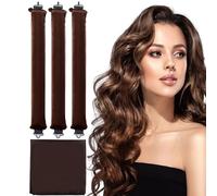 3 Pezzi Arricciacapelli con Sciarpa di Seta Heatless Hair Curler Ferro Capelli Bigodino Lungo per Boccoli Bigodini Morbidi per Dormire Arriccia Capelli per Lo Styling Dei Fai-Da-Te (Marrone)