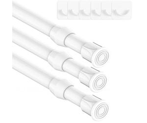 3 pezzi asta telescopica per serraggio, asta di serraggio per tende, asta di tensione senza foratura, asta per tende- bianco,92-125CM(diametro 13mm)
