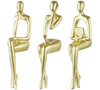 3 pezzi astratto seduto oro pensatore statuine, sculture moderne in resina per scaffale, scrivania o decorazione della casa