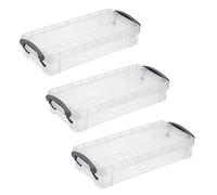 3 Pezzi Astuccio Trasparente con Coperchio, Scatole Impilabili Traslucide, Scatole Portamatite in Plastica Trasparente,per Forniture per Ufficio Scatola di Immagazzinaggio di Cancelleria per Studenti