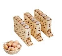 3 pezzi Auto Rolling Frigorifero Uovo Organizzatore Portauova for Frigorifero Vassoio Uova Impilato Salvaspazio Distributore Uova Vassoio Uova Frigorifero Porta Uova