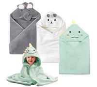 3 Pezzi Baby Asciugamano con Cappuccio, 80 x80 cm Asciugamano Mantellina per Bambini, Asciugamani con Cappuccio in Peluche Corallo, Asciugamano per Bambini, Accappatoio Bambini Neonato per Bagnetto