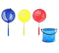 3 Pezzi Bambini Rete da Pesca，con 1 Secchio Pieghevole，Farfalla telescopica Reti，Ideali per Catturare Insetti di Farfalle Piccoli Pesci Insetto.