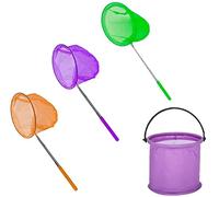3 Pezzi Bambini Rete da Pesca,con 1 Secchio Pieghevole,Farfalla telescopica Reti,Ideali per Catturare Insetti di Farfalle Piccoli Pesci Insetto.