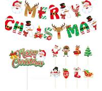 3 Pezzi Banner di Decorazioni Natale, Banner di Stamina di Buon Natale,Bandierina Natale Striscioni di Natale Utilizzato per Decorazione della Festa Natale