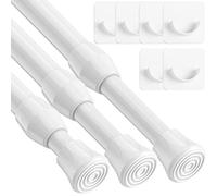 3 Pezzi Bastone Tenda a Pressione Estensibili Bastoni Per Tende a Pressione Per Armadi, Finestre, Guardaroba, Bagno Bianco da 92 a 125 cm(diametro 13 mm)