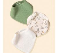 3 pezzi bavette a forma di Y per neonati, morbide, assorbenti e traspiranti, in garza di cotone puro, adatte per neonati che sbavano, essenziali per la crescita del bambino 35*28 cmAnimaleTessuto