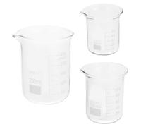 3 Pezzi Becher da Laboratorio in Vetro Graduato 250ml Beccuccio | Riutilizzabile, Base Stabile, Superficie Liscia, per Soluzioni , Didattica e Ricerca