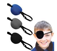 3 Pezzi Benda Occhio per Bambini Adulti, Benda per gli Occhi a Occhio Singolo Regolabile, Design Concavo 3D, per gli Occhi da Pirata, Periodo di Recupero, Uso Quotidiano (Nero/Grigio/Blu)