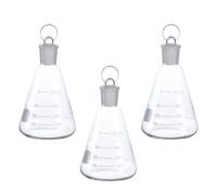 3 Pezzi Beuta con Tappo 250ml in Vetro, per Esperimenti di Chimica | Scala Chiara, Superficie Liscia e Arrotondata, per Studenti e Lezioni, Forniture di Laboratorio