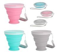 3 Pezzi Bicchiere Pieghevole Da Viaggio, 200ml，Bicchiere Portatile, Bicchiere Richiudibile, Bicchiere Pieghevole In Silicone Alimentare, Adatto Per Viaggi Picnic Sport Campeggio, Tre Colori