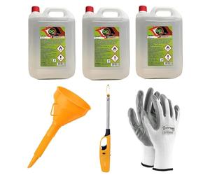 3 Pezzi - Bioetanolo combustibile stufe Bio Sprint 5 litri 99,9% inodore no fumo naturale no zolfo + Accendino + Imbuto + Guanti Omaggio