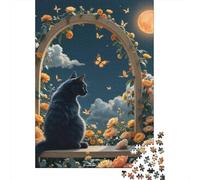 3 Pezzi Black Cat Under Arch Set Di Biancheria Da Letto Stampa 3d Morbida Microfibra Con Chiusura A Strappo Floral Moonlit Fantasy Art Decorazione Per La Camera Da Letto Per Ragazzi E Ragazze 38x26cm/