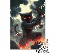 3 Pezzi Black Cat Warrior Set Di Biancheria Da Letto Stampa 3d in Microfibra Copripiumino Con Cerniera Fantasy Dark Art Style Per Tutte Le Stagioni Per Ragazzi E Ragazze 38x26cm/1000pcs
