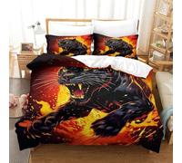 3 Pezzi Black Panther Set Di Biancheria Da Letto Con Stampa 3D in Microfibra Con Chiusura A Strappo Per Tutte Le Stagioni Per Bambini,Ragazzi E Ragaz King（220x240cm）