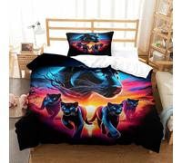 3 Pezzi Black Panther Set Di Biancheria Da Letto Con Stampa 3D in Microfibra Con Chiusura A Strappo Decorazione Per La Camera Da Letto Per Bambini,Ragazzi E Ragaz Single（135x200cm）