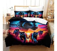 3 Pezzi Black Panther Set Di Biancheria Da Letto Con Stampa 3D in Microfibra Con Chiusura A Strappo Decorazione Per La Camera Da Letto Per Bambini,Ragazzi E Ragaz King（220x240cm）