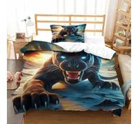 3 Pezzi Black Panther Set Di Biancheria Da Letto Con Stampa 3D Morbida Microfibra Copripiumino Con Cerniera Decorazione Per La Camera Da Letto Per Ragazzi E Ragazze Single（135x200cm）