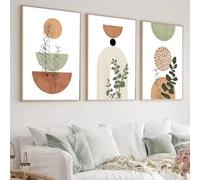 3 pezzi Boho Abstract Shape Plant Poster Print Mid Century Bohemian Geometry Botanical Art Painting Wall Decor Picture 20x30cmx3 Senza cornice