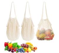 3 Pezzi Borsa a Rete,36 x 35 cm Borsa a Rete in Cotone,Retes per La Spesa,Borsas a Retes Riutilizzabile e Lavabile,Reusable Mesh Produce Bags,Eco-Friendly Net Bags per Conservare Frutta e Verdura