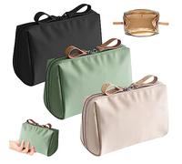 3 pezzi borsa cosmetica in nylon per cosmetici, piccola borsa per trucchi da viaggio con scomparti, impermeabile e leggera, borsa da toilette da viaggio, borsa per cosmetici da viaggio,